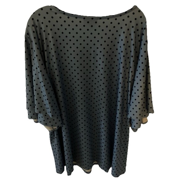 catherines Top Blouse 3X Blue Polka Dot Layered Sleeves - Picture 3 of 3